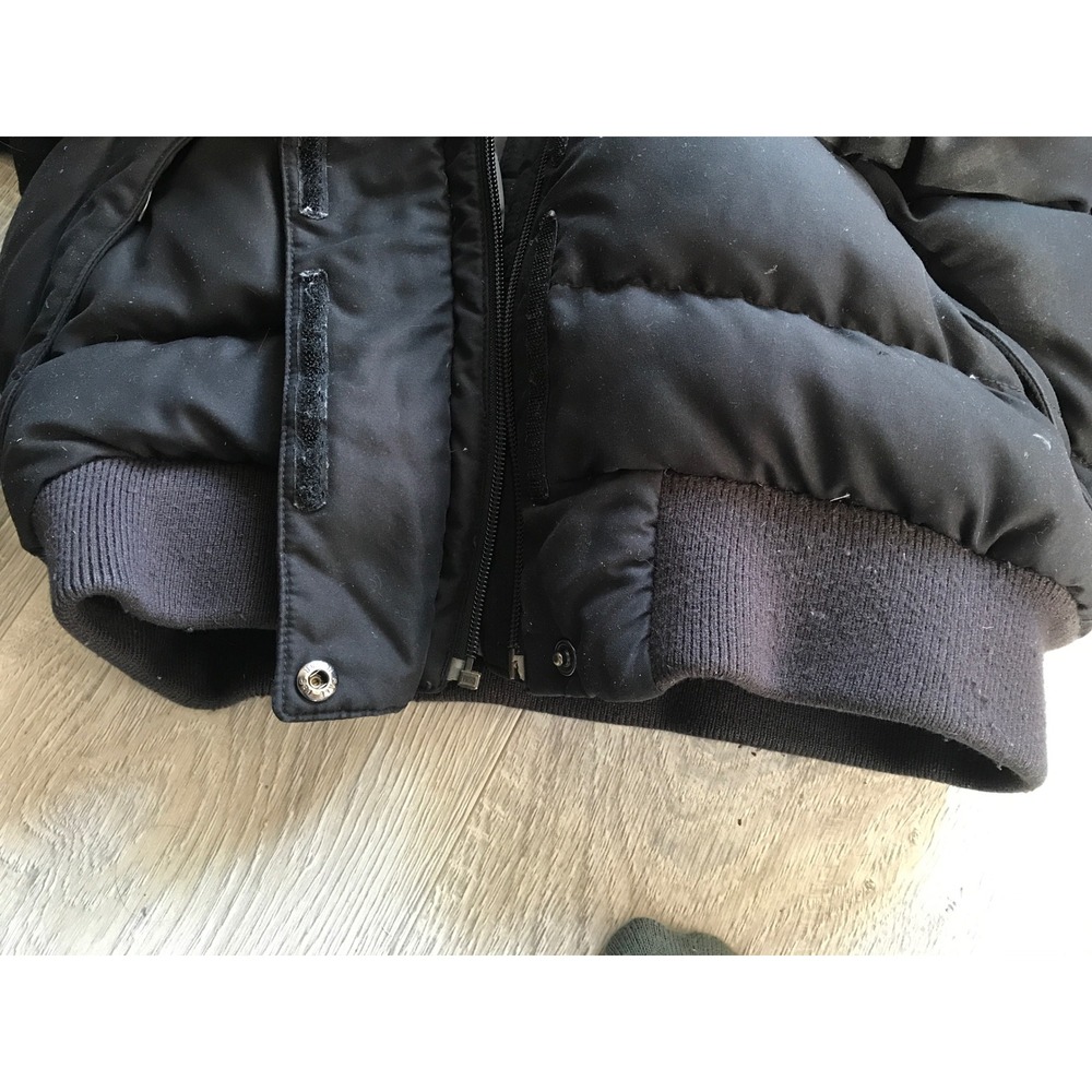 The North Face 550 Down Puffer Jacket Black Hooded Bomber Flawed - Picture 10 of 11